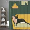 Black Cat Lying On Sofa Couch Shower Curtain, Bathroom Decorative Shower Curtain, Waterproof Shower Curtain with Hooks