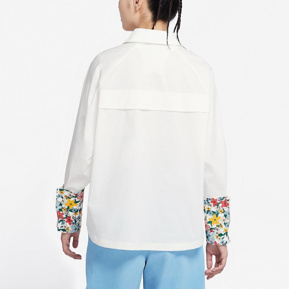 Nike Floral Pattern Logo Cuff Sportswear Breathable Casual Long Sleeve Shirt Women Tops White DV3202-133