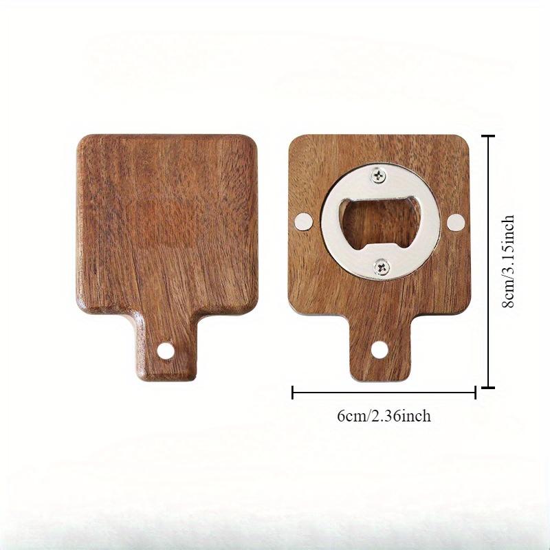 1pc Wooden Bottle Opener Circular Solid Wood Bottle Opener Magnetic Refrigerator Sticker Beer Bottle Opener