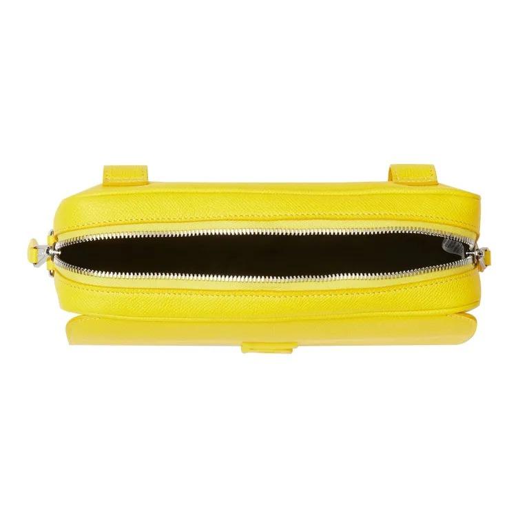 Burberry Exclusive Check Pattern Grain Leather Shoulder Bag Crossbody Waist Bag Men's Marigold Yellow