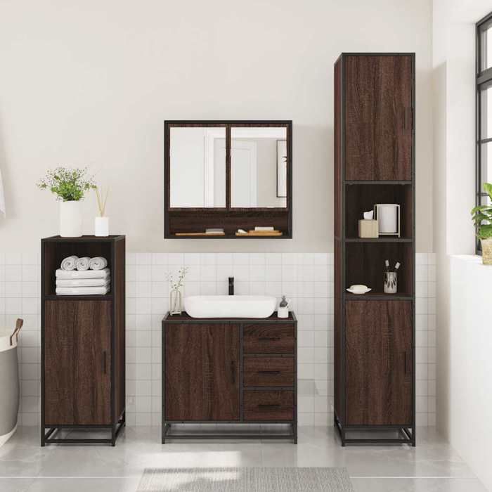 VidaXL Ensemble De Meubles De Salle De Bain 3 Pcs Chêne Marron, Armoire De Salle De Bain, Placard De Salle De Bain, Meuble 3300989