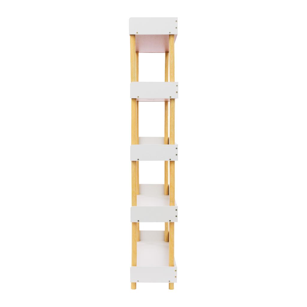 5-Tier Kids Bookshelf Modern White Open Bookcase with Baffles 8.8lbs per Tier Load for Nursery,Bedroom Study Room,Easy Assembly