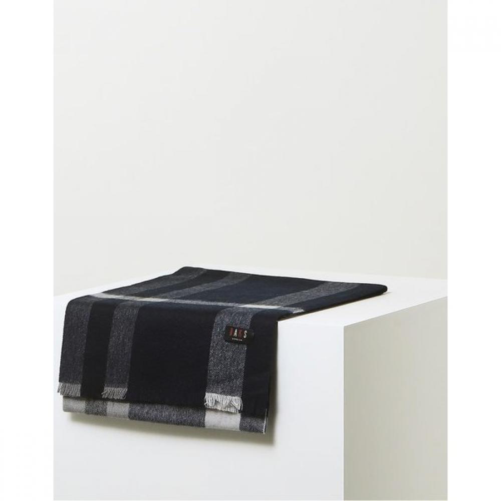 Daks Unisex Long Light Scarf Navy Check Wool Cashmere Blend Dbmu5fe80n2