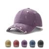 Niche Old Washed Hole Baseball Cap Women Spring and Summer Retro Rivets Broken Brim Sun Protection Peaked Cap Children Tide