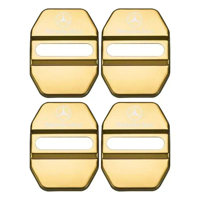 

4PCS Car Door Lock cover Protect Buckle Cover Latch Stop Anti Rust For Mercedes Benz AMG A B C E S Class GLC GLK GLE GLA CLA GLB золотистый