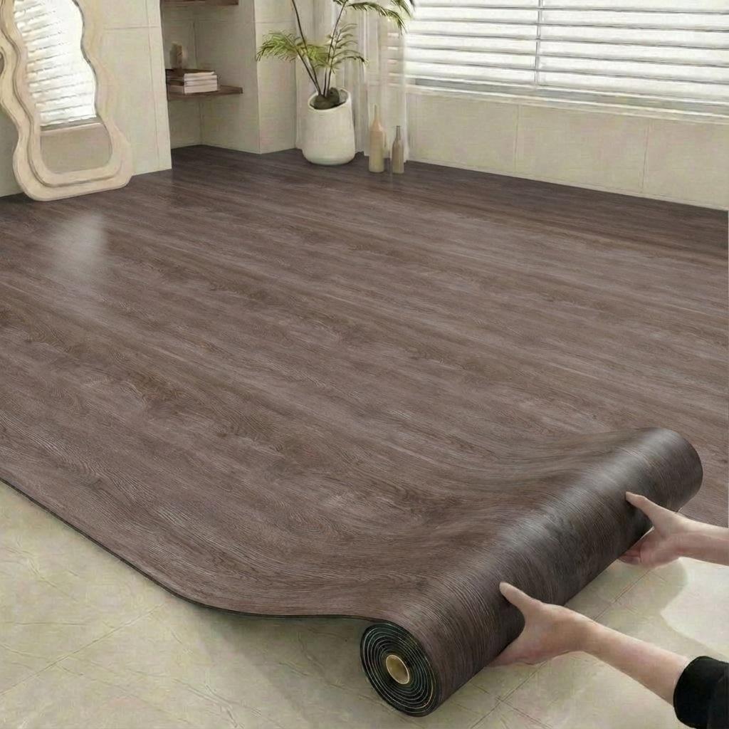1.6mm Thick Self-Adhesive Floor Tiles Waterproof Non-Slip Vinyl Flooring for Kitchen Bathroom Living Room Renovation