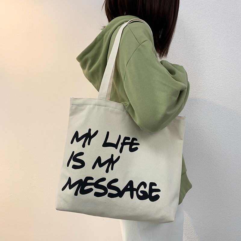 

Letter shoulder bag large capacity female campus canvas bag schoolgirl casual