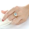 Romantic Trendy Wedding Crystal Accessories Bridal Rings Gold Color Blue Cubic Zirconia Women Ring New 2021 Party Christmas