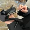 Fashion Ladies Thin High Heels Sandals Shoes Fashion Female Rhinestones Footwear Pointed Toe Elegant Women Heeled Sandals Slip On Shoes