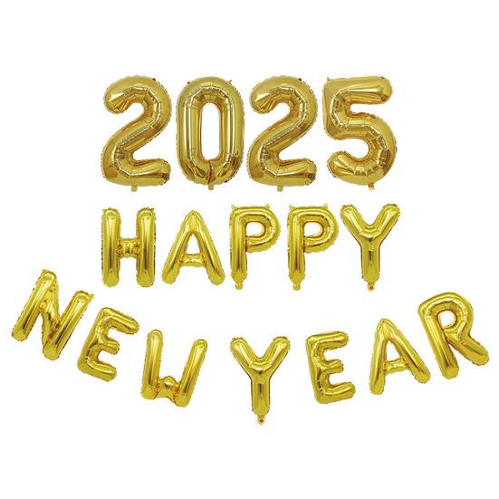 2025 Happy New Year Balloons Set Self-Sealing Aluminum Foil Balloons Happy New