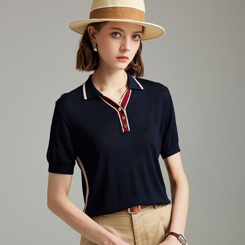 Wudao 100% Tencel Colorblock Women's Knitted Polo Shirt