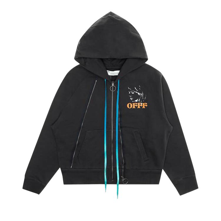 

Off-White Face Print Hoodie Черные мужские топы OMBE007F19E300141088