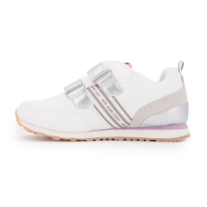 Baskets basses à scratch argent semelle crantée Dublin Enfant PEPE JEANS