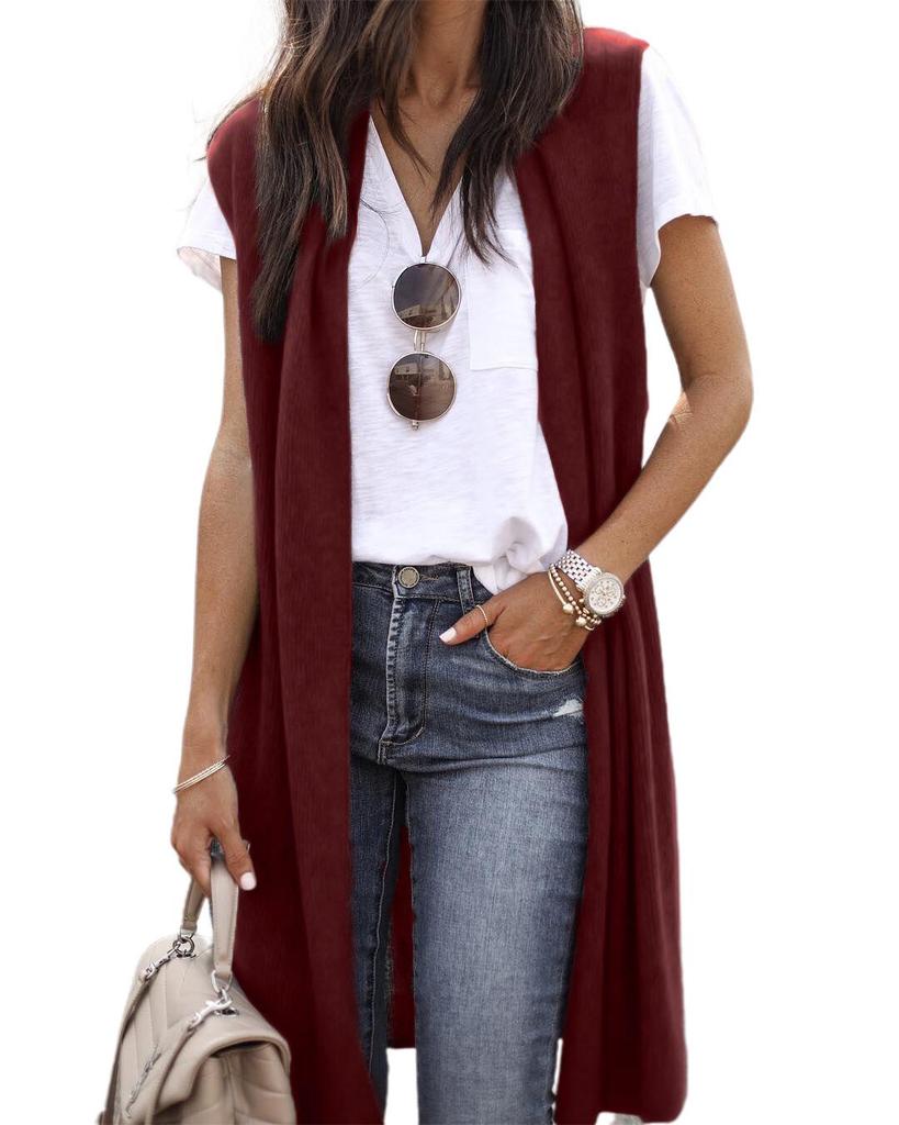 2024 Bestseller Solid Color Fashion Mid-length Vest - Six Colors, Four Sizes Model 8820