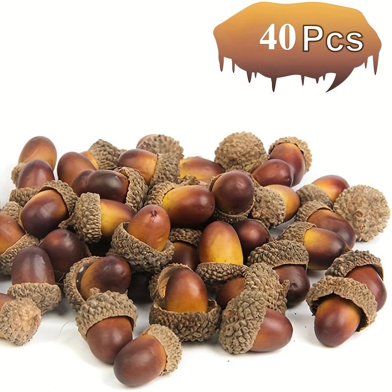 

40 шт. Реалистичные искусственные мини-желуди с шляпками коричневые золотистые, идеально подходят для поделок своими руками, домашнего декора, сувениров для вечеринок, празднования Дня благодарения и Хэллоуина 40pcs