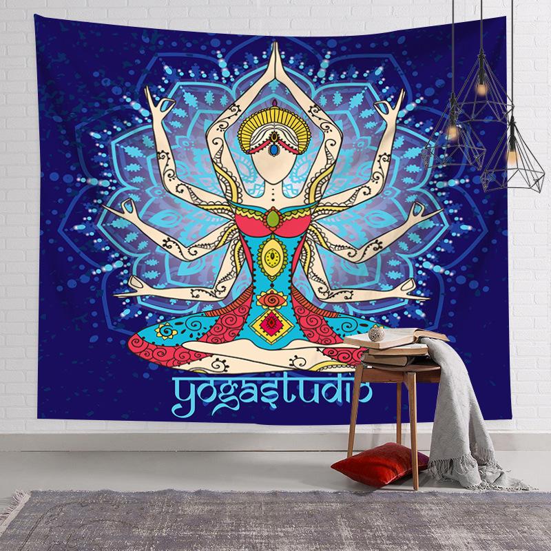 Golden Buddha Mandala Wall Tapestry Spiritual Zen Meditation Asian Ethnic Home Decor Warm Cozy Soft Durable Aesthetic