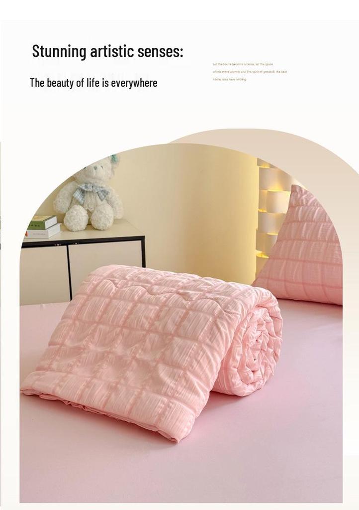 Premium Stylish Gauze Summer Quilt Set - Washable 4-Piece Air Conditioning Thin Quilt for Dorms