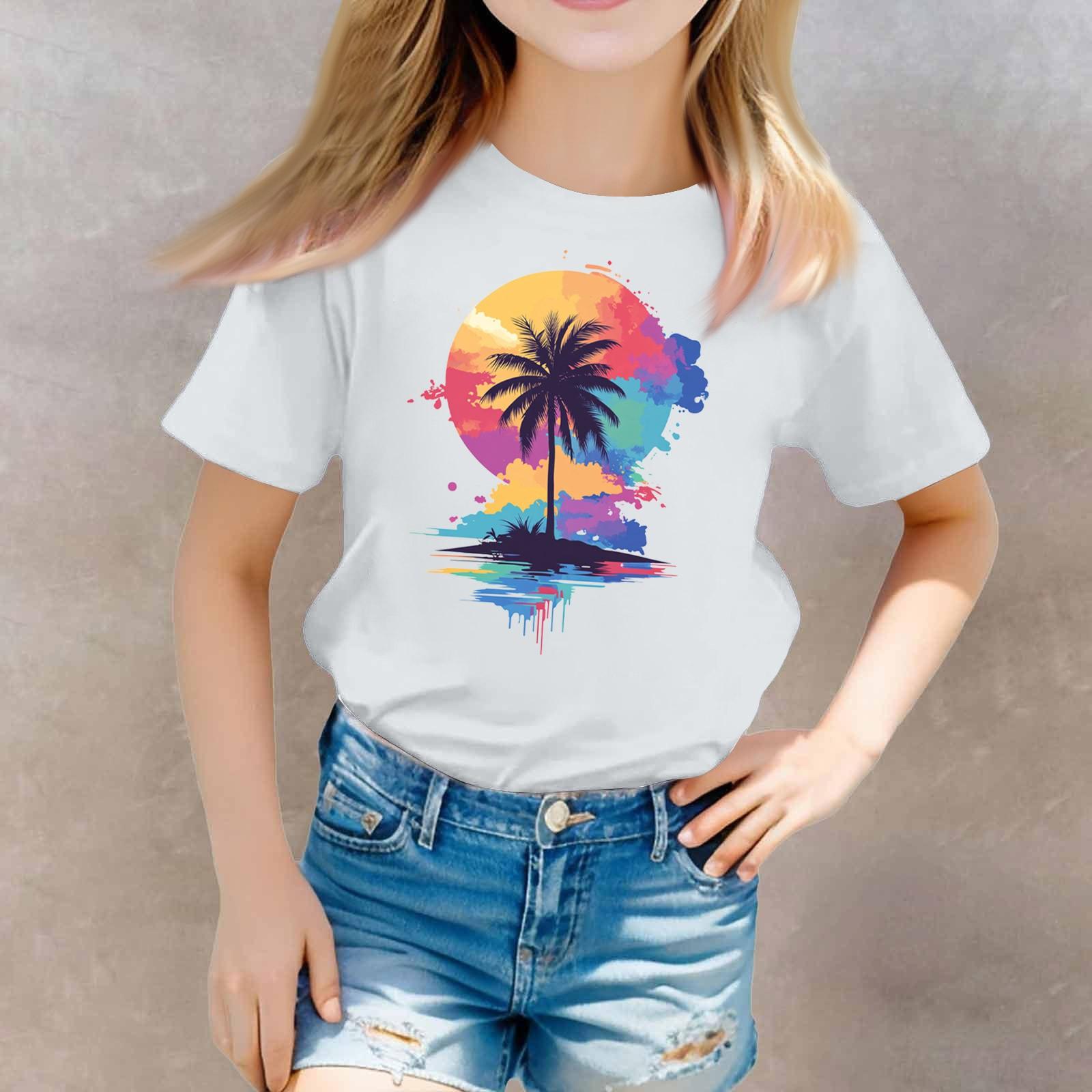 

Футболка с короткими рукавами и круглым вырезом для девочек в стиле кэжуал 160 белый