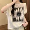 Printed Style Women's T-shirt Loose Casual Round Neck Thin Ladies Pullover T-shirts Daily Commuting Famale Short Sleeved Top