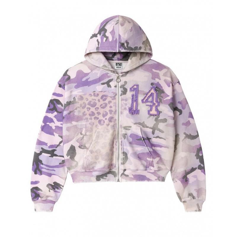 Y2K Camo Print Zip Hoodie Couples Streetwear Loose Fit Long Sleeve Casual