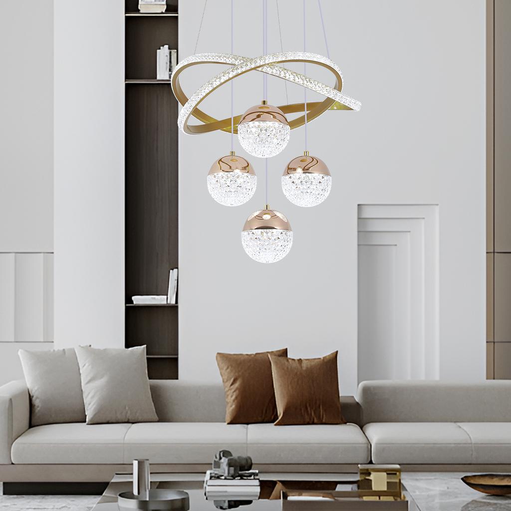 Modern Led Chandelier Lighting Three LED Colors Nordic Restaurant Lighting Living Room Chandelier Hanging Lamp Lighting Fixture