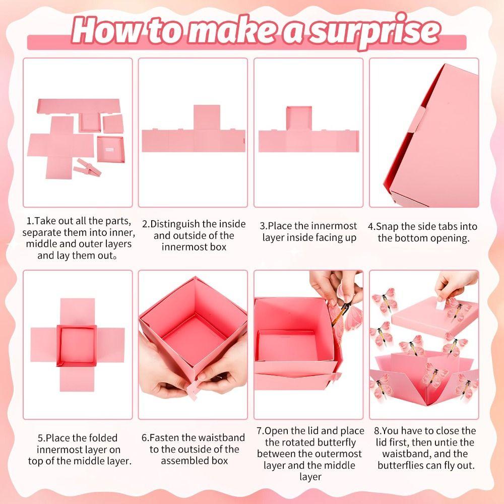 High Quality Anniversary Surprise Flying Butterfly Box Happy Birthday Pop Up Explosion Creative Bounce Box Party Decorations