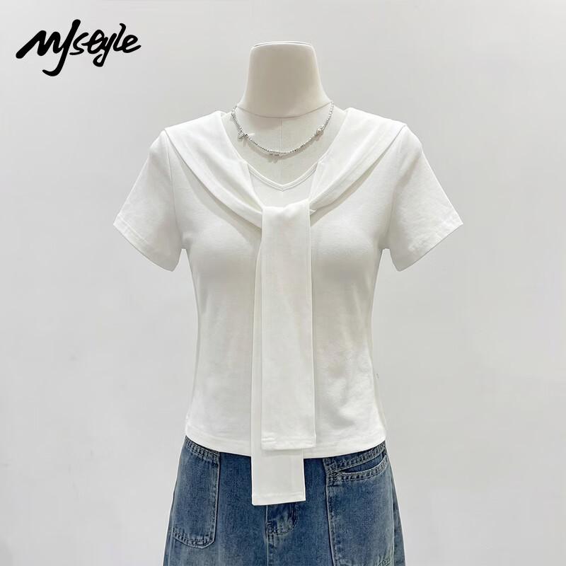 MJ STYLE Sailor Collar Short Sleeve T-shirt L