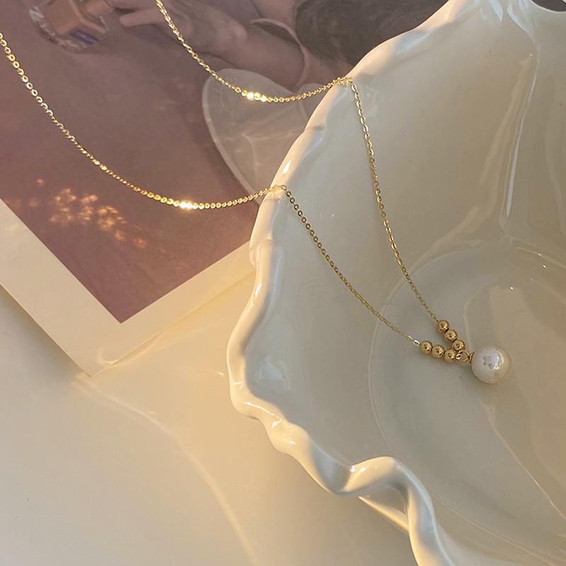 Hot Sell Trendy Simple Design Natural Freshwater Pearl 14K Gold Filled Ladies Pendant Necklace  For Women Gifts No Fade