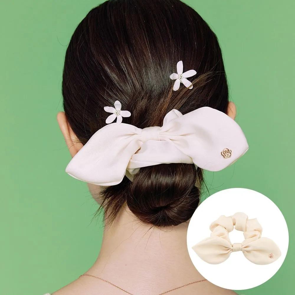 Ribbon Hair Scrunchie Ivory RA24B10L