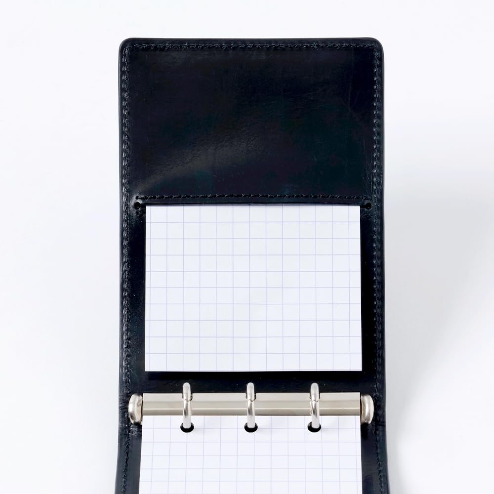 RHODIA Mini 3-Ring System Organizer (11x8cm, 11mm Ring Diameter, Cowhide Leather) Verli Black Cf11ogz04bk