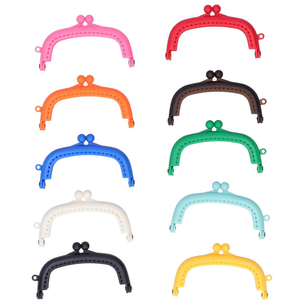 10Pcs Purse Frame Semicircle Candy Color Curved Plastic DIY Bag Accessories 8.5cm