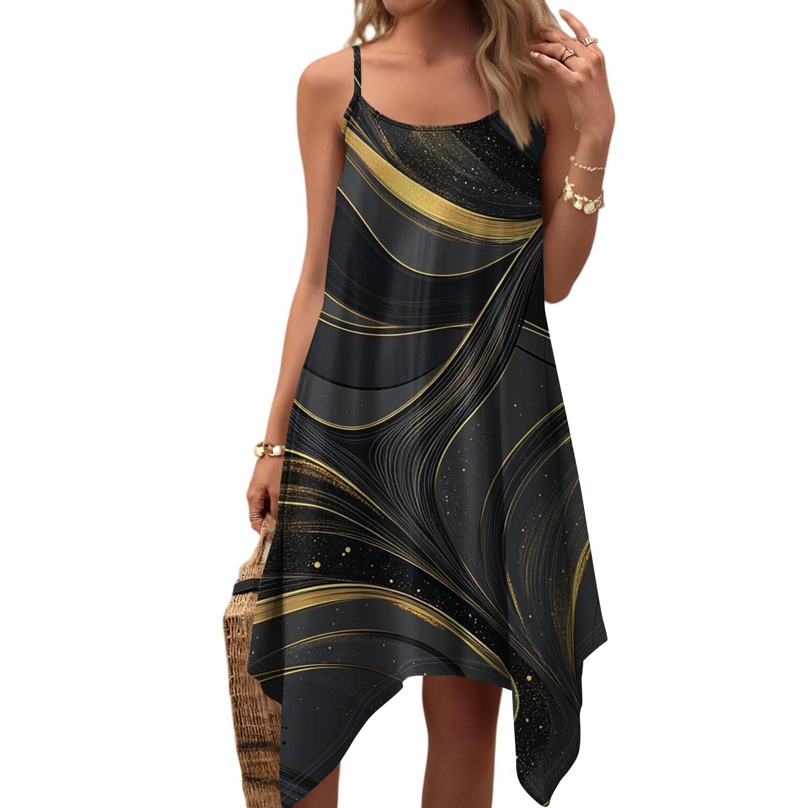 

Женское летнее повседневное винтажное платье на регулируемых бретелях с круглым вырезом и цветочным принтом, с карманами XL жёлтый