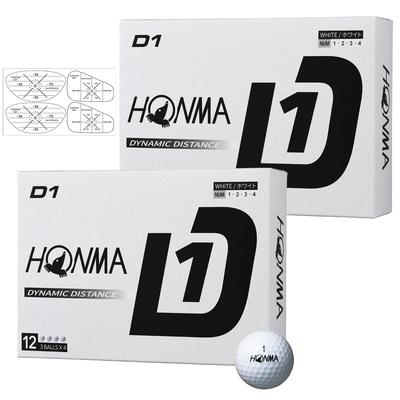 Honma Golf D1 Golf 2024 2 Dozen with Shot Marker Balls, Model, BT2401, (24 Balls), (White)