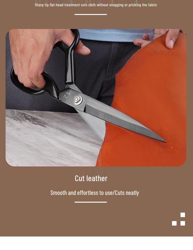 Manganese Steel Tailor’s Fabric Scissors: 8-12 Inch Heavy-Duty Sewing & Crafting Shears for Clothing and Household Use