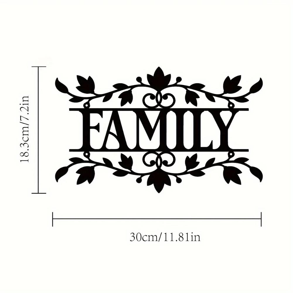 1 Metallschild mit der Aufschrift „Familie“ – elegante Wanddekoration für das Esszimmer – stilvolle Wandkunst für die Familie – individuelle Wortkunst aus Metall – perfekte Heimdekoration