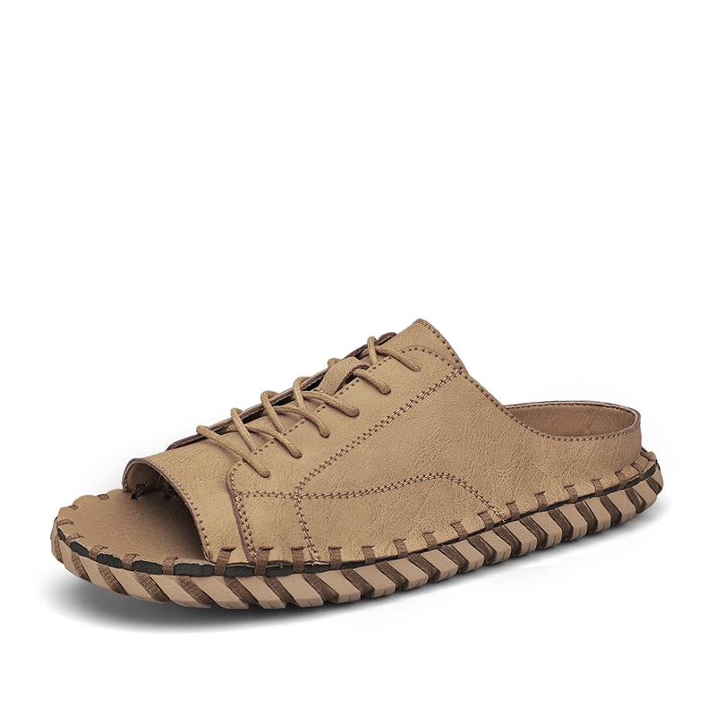 Fashion Designer Brand Men's Beach Slippers Handmade Men's One Line Drag Outdoor Camping Sandals Summer New Men's Casual Shoes Non Slip