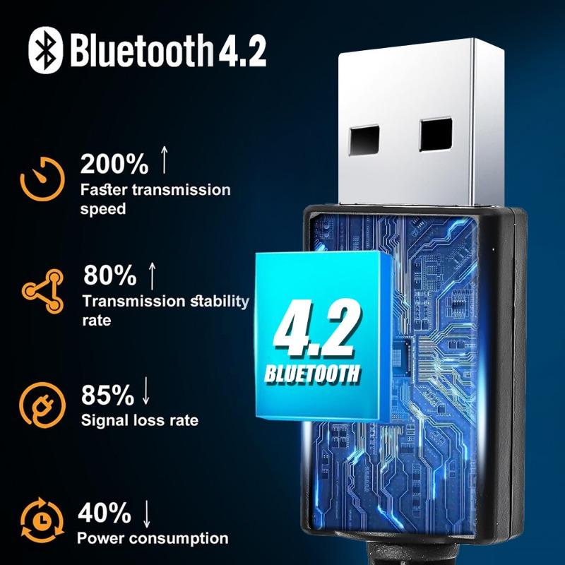 Car Bluetooth Adapter Receiver Portable Wireless Music 3.5mm AUX Jack Audio Receiver Car Speakers Stereo USB Mini Bluetooth 4.2