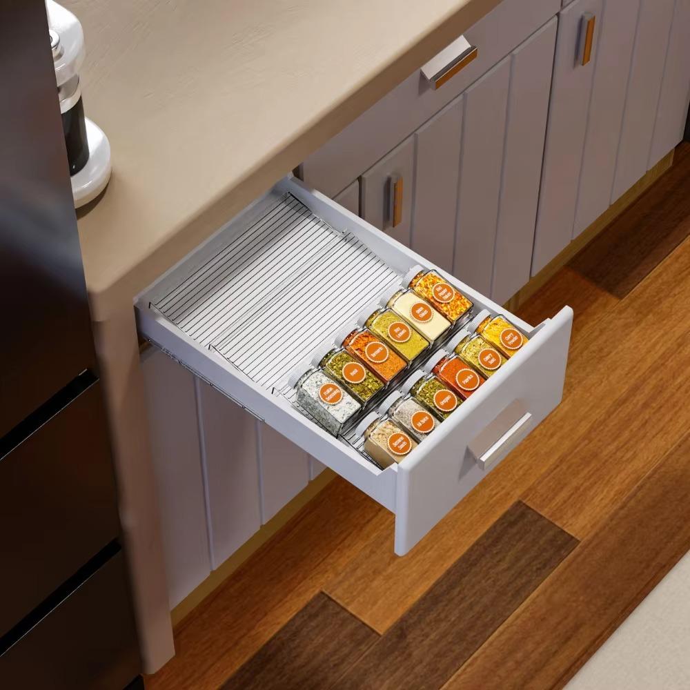 2pcs Drawer Tray Drawer Spice Organizer Stackable Transparent Display Rack  Kitchen