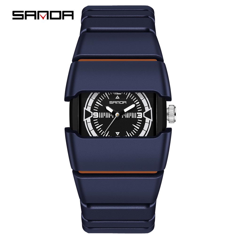 Sanda Men's Waterproof Y2K Retro Quartz Wristwatch with Multi-section Armor Strap, Model 9503.