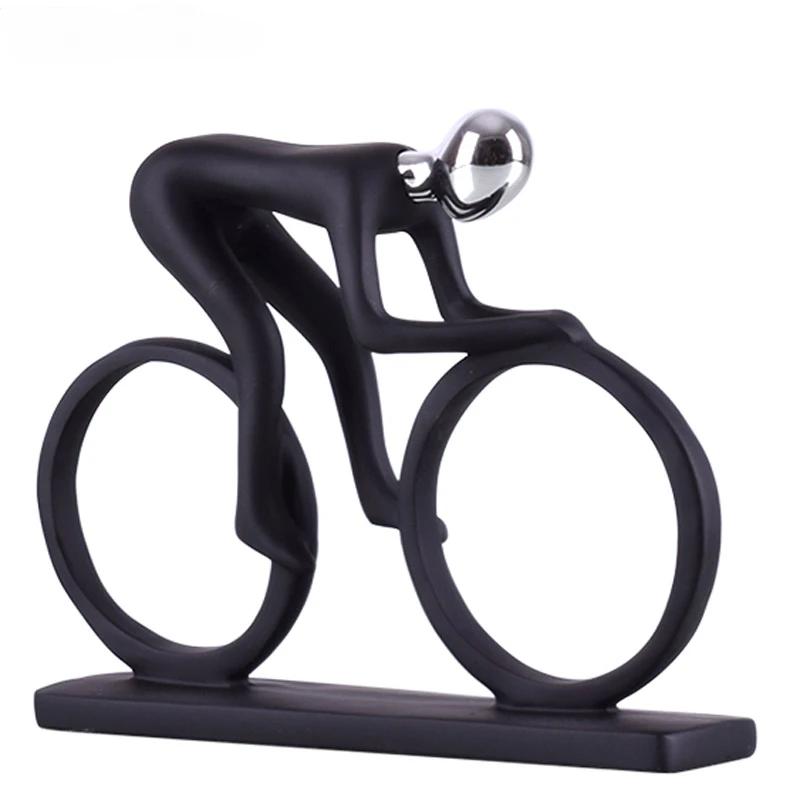 Home Decor Modern Abstract Resin Bicycler Cyclist Statue Bicycle Rider Statue Bike Racer Rider Figurine Office Living Room Decor