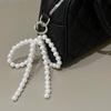 ZAKOL Y2K Coreano Carino Portachiavi con Perle e Fiocco in Perline per Donne Ragazze Ciondolo a Forma di Fiocco in Metallo Accessori Decorativi per Borsa