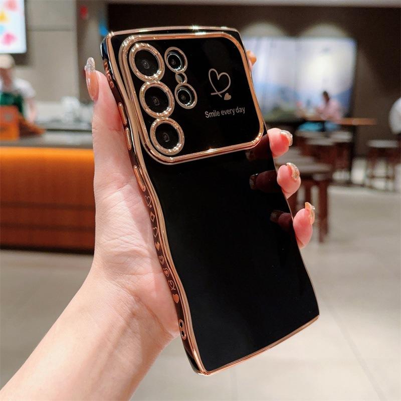 Applicable To Samsung S25ULTRA Electroplated Big Wave Mobile Phone Case S24FE Side Love A56 Anti-drop Protective Case