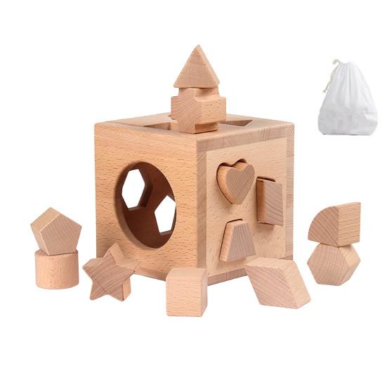 1 Set Wooden Shape Sorting Box Preschool Learning Fine Motor Skills Geometry Block Matching Game Toddler Boys Girls Educational Shape Sorter Toy