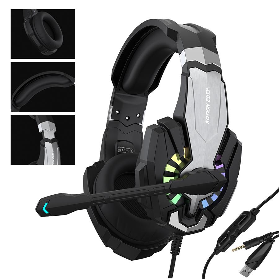 

G9000 Plus Rgb Led Gaming Headset with Microphone Wired Noise Cancelling Stereo Sound for Pc Ps4 Xbox One Switch чёрный