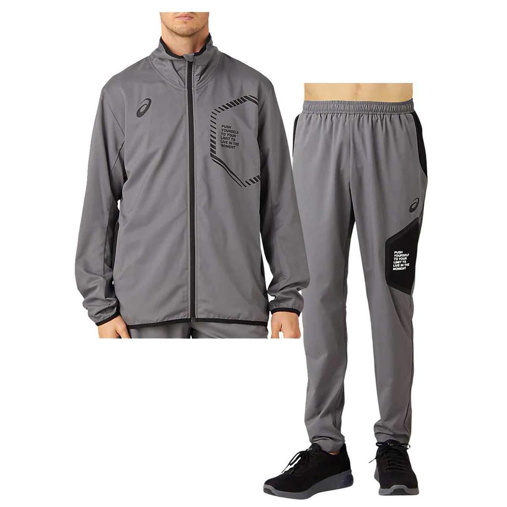 Asics LIMO Stretch Cross Jacket Pants Top and Bottom Set 2XL & (Slim Fit) (Steel Gray) 2031A647-021-2031A646-021