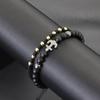 2pcs Double Layer Black Beads Anchor Bracelet Men Hand Rope Braided Lucky Red Rope Women Personalized Student Couple Bracelet