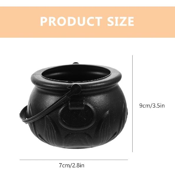 Ciieeo 12 Pcs Halloween Cauldron Kettle Plastic Mini Witch Cauldron Black Candy Holder for Halloween Decor Party Favor Decoration