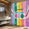 Cortina de Chuveiro com Disco de Borracha Retrô 12 Ganchos 180X 180Cm Lavável à Máquina Decoração de Banheiro, Cortina de Chuveiro para Todas as Estações