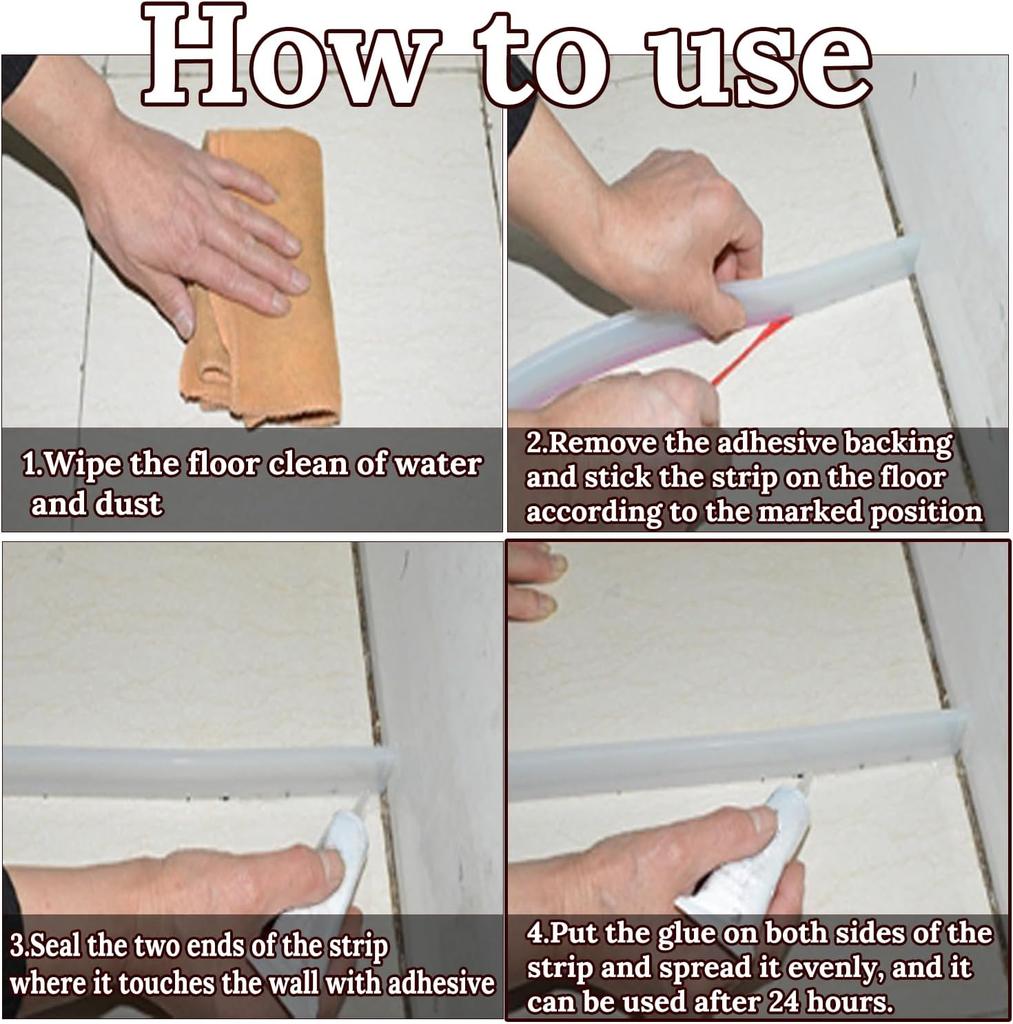 1PC Self-Adhesive Silicone Bathroom Water Stopper Water Retaining Strip Bendable Bathroom Door Washing Machine Shower Dam Barrie