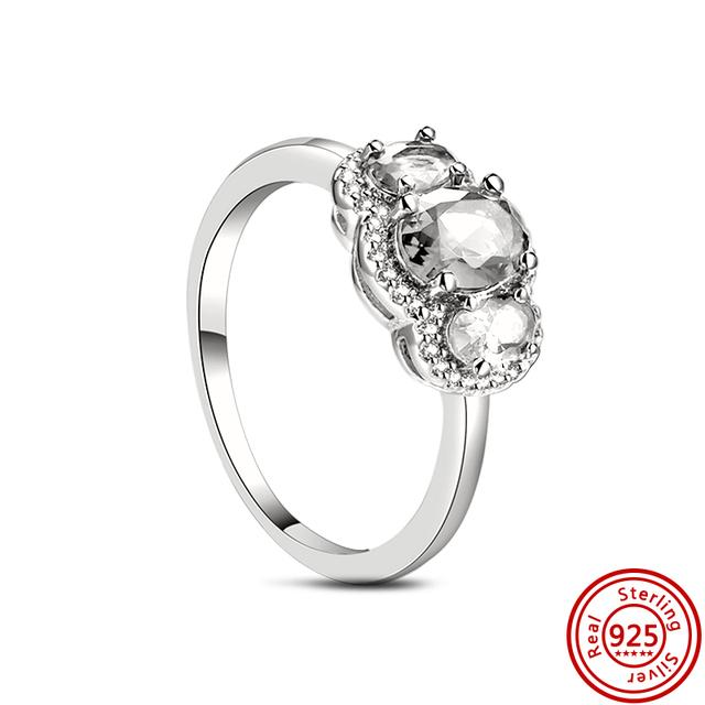 Authentic 100% 925 Sterling Silver Princess Regal Crown Heart Sparkling Zircon Luxury Circle Rings Women Wedding Jewelry